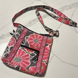 Vera Bradley Pink and Gray Floral Crossbody Bag